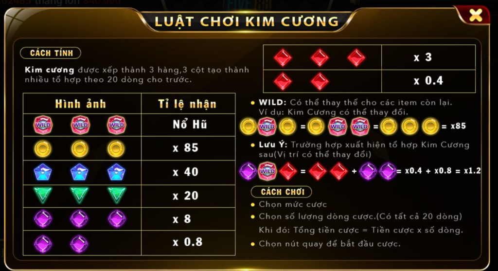 Kim cương K8CC - siêu phẩm mini game không thể bỏ lỡ 3 Luật chơi cơ bản trong Kim cương K8CC